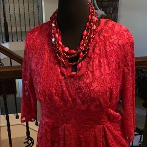Perfect red lace top, faux wrap🥰